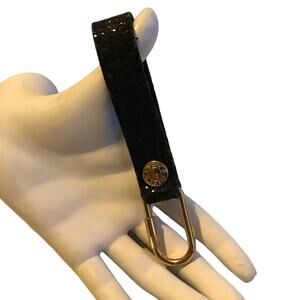 Jimmy Choo Glitter Key Ring Holder keychain designer leather NWOT